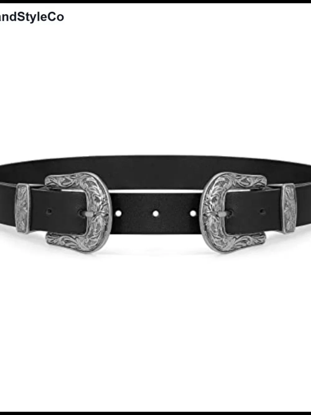 Vintage Western Leather Belt for Women Double Buckle Retro Cowgirl Waist Belts